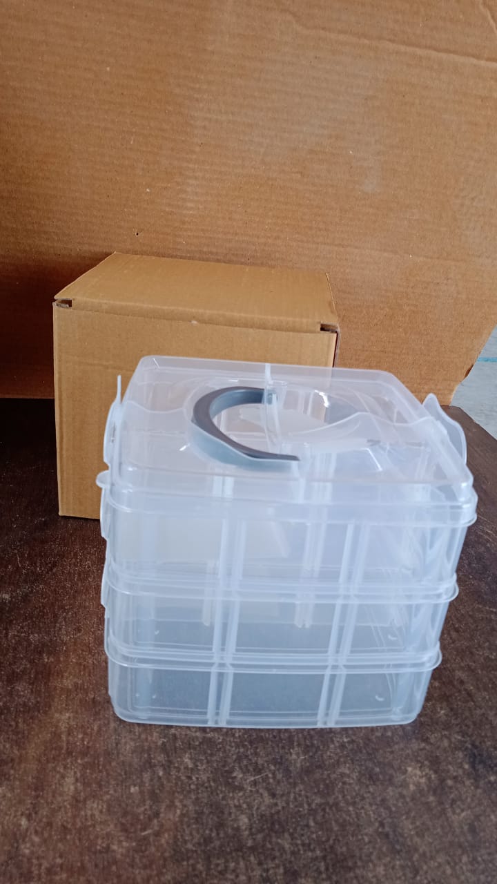 3-Tier 18 Sections Transparent Stackable Adjustable Compartment Slot Plastic Craft Storage Box 3-Tier 18 Sections Transparent Stackable Adjustable Compartment Slot Plastic Craft Storage Box